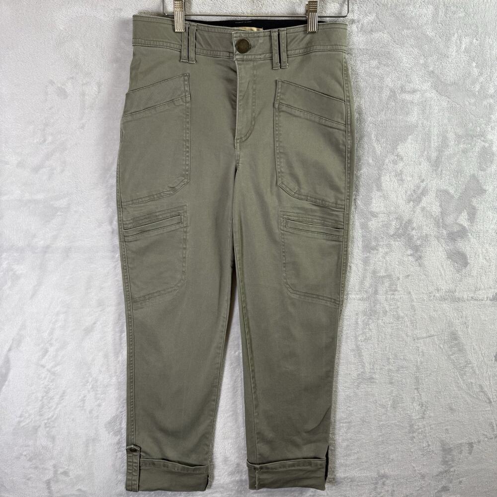Democracy Jeans Ab Technology Size‎ 2 Sage Green/Tan Cropped Rolled Hem Cargo